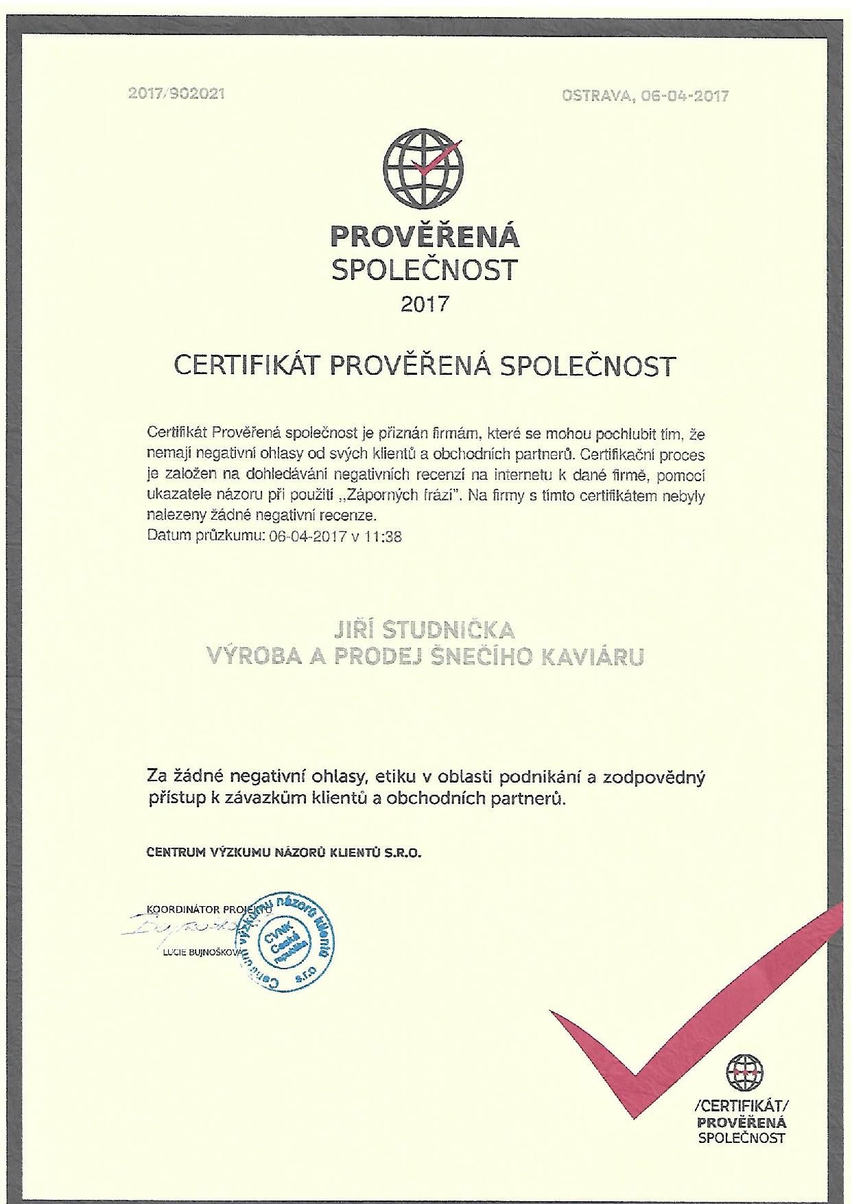 certifikát
